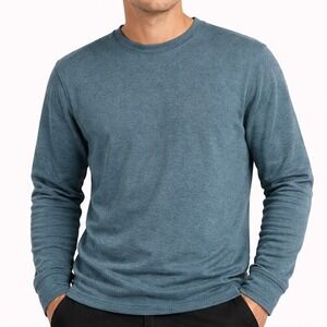 Free Country FreeCycle Sueded Shirt L Teal Heather Long Sleeve Stretch Crew